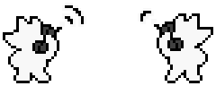 A two frame gif of two anthropomorphic silhouettes of coyotes talking on the phone while looking away from each other.